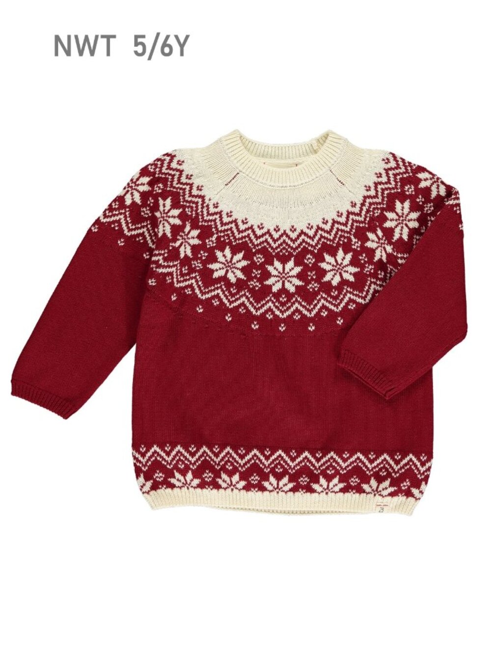 Me & Henry Igloo Red Fairisle Cotton Sweater Classic Holiday Fashion size 5/6Y